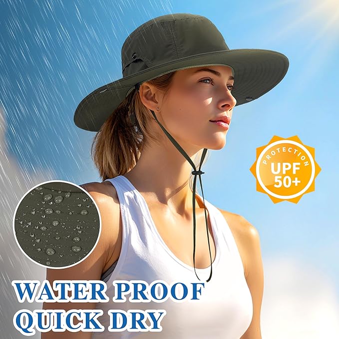 Wide Brim Sun Hats Waterproof Bucket Hat UV Protection Fishing Hat Summer Packable Fisherman Hat for Men and Women