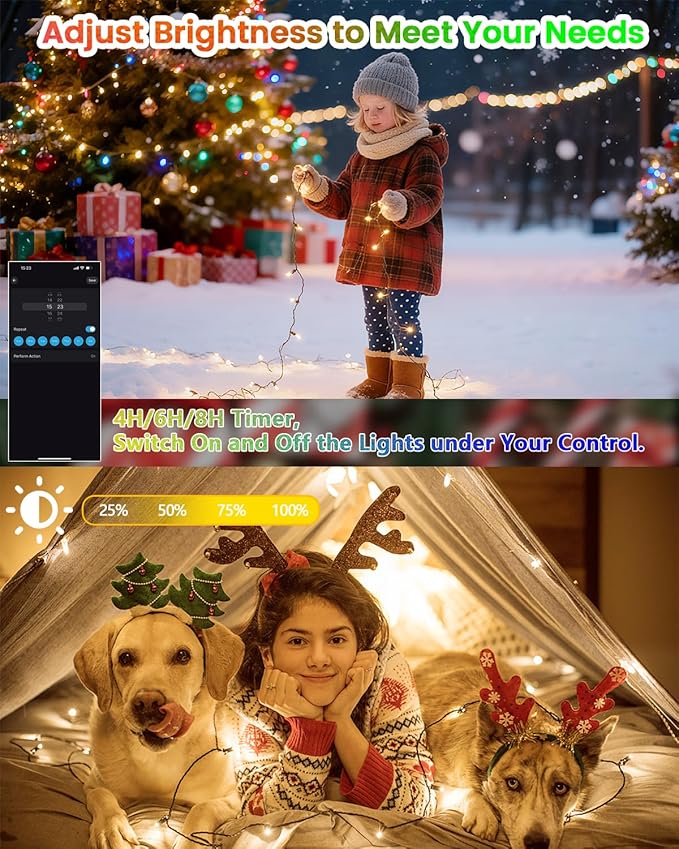 Smart Color Changing Christmas String Lights, 206FT 600LED App Control RGB LED String Lights with Remote & Timer, Waterproof Twinkle Christmas Tree Lights Indoor Outdoor Holiday Xmas Tree Decorations