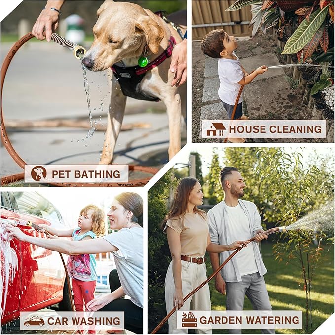 Heavy Duty Garden Hose 5/8" x 50ft, Flexible Lightweight Water Hose, Hybrid Rubber, NO Kink, 650 Burst PSI, Male to Female Fittings