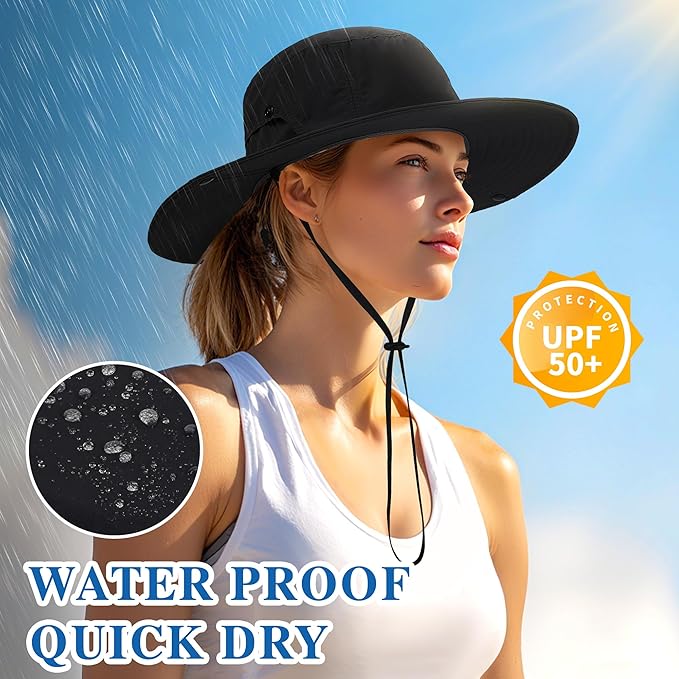 Wide Brim Sun Hats Waterproof Bucket Hat UV Protection Fishing Hat Summer Packable Fisherman Hat for Men and Women