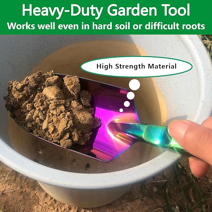 Garden Shovel - Gardening Hand Tool, Heavy Duty Garden Trowel, High Strength Alloy Steel for Planting Transplanting Transferring, Solid Metal Handle, Colorful
