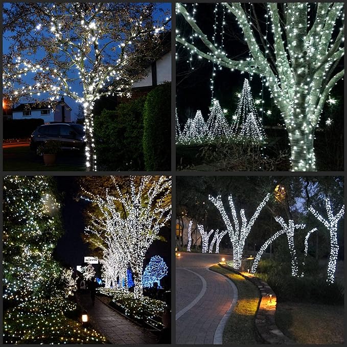 YULETIME 200 Count Cool White LED Christmas Lights, 66 Feet Green Wire UL Certified Commercial Grade Holiday String Light Set (Cool White)