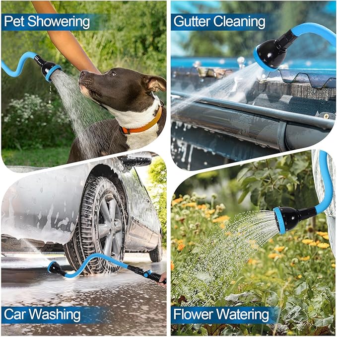 Tesony Watering Wand, 29" Bendable Garden Hose Wand with 10 Adjustable Spray Patterns, Water Sprayer Wand with Thumb Control Shut Off Valve, Quick Connector, Great for Hanging Baskets, Watering Plants