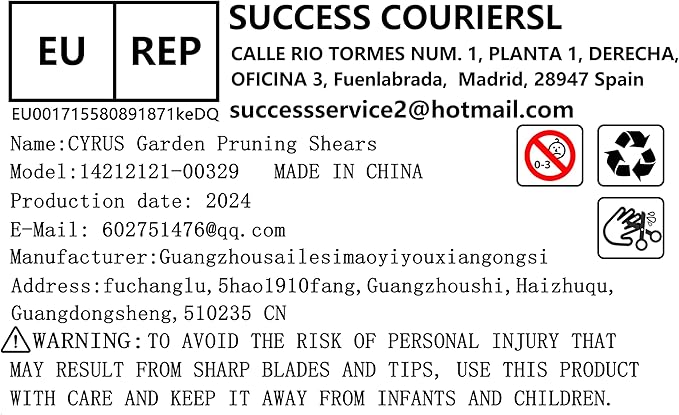 Pruning Shears for Gardening, 8” Stainless Steel Gardening Hand Pruner, Bypass Pruning Shears Steel Blades with Non-stick Coating Adjustable Up to 3/4" Cut Reinforced Plastic Handles