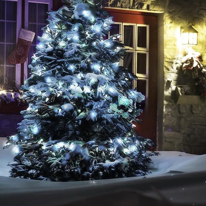 WBao C6 Christmas Lights, 60 LED 20ft Battery Operated String Lights with 8 Modes, Timer, Waterproof Design for Indoor Outdoor Christmas Trees, Fence, Stairs Xmas Decorations, Cool White