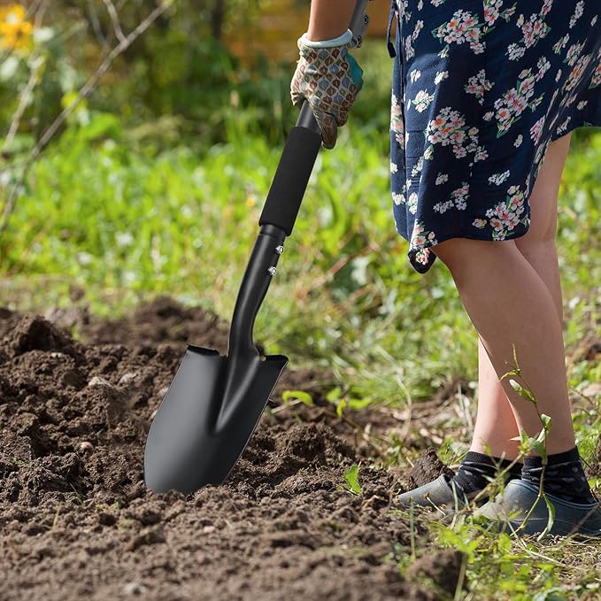 Shovel, Garden Shovels for Digging, 31” Small Spade with D-Handle Portable,Suitable for Car Snow Removal Trenching Kids Sand Beach Shovel Camping Gardening