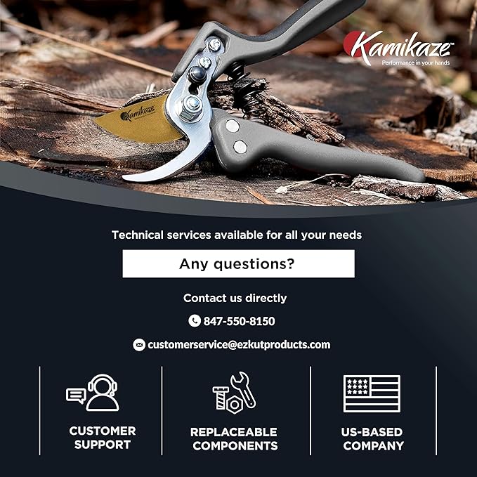 EZ Kut Kamikaze Force Bypass Pruning Shears Heavy Duty - Best Pruners for Gardening and Gifts for Women and Men - Gardening Hand Tools with a since 1988