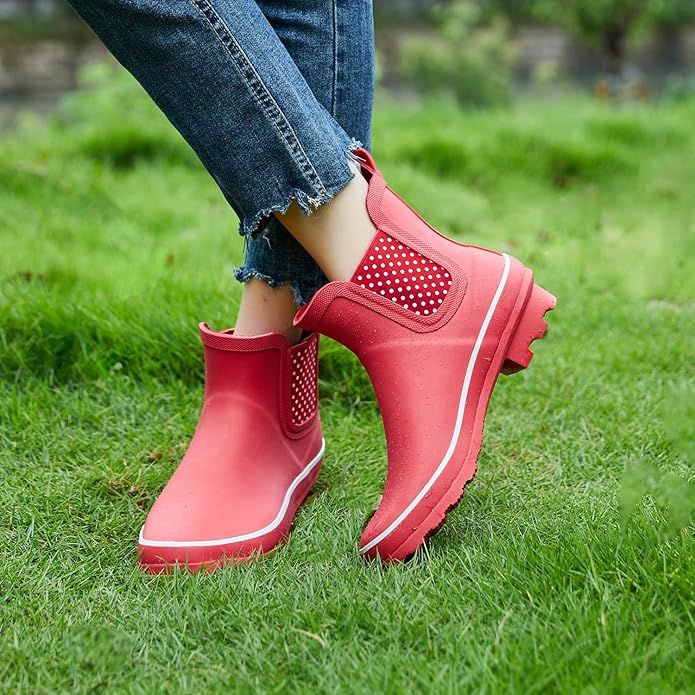 SWIFTFROG Rain Boots for Women - Waterproof Ankle Garden Shoes Anti-Slipping Floral Printed Rainboots for Ladies Stylish Light Ankle Rain Shoes, Women's Rain Footwear