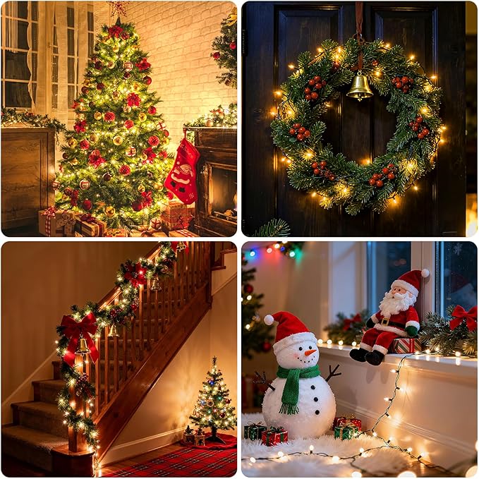 Christmas Lights 66ft 200 LED Battery Operated String Lights with Timer Memory Function or Battery Powered Waterproof Fairy Light for Indoor Outdoor Decoration