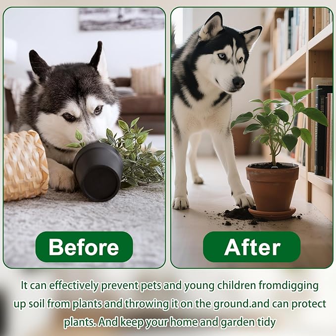 8Pcs Plant Pot Grids,15.8Inch Plant Pot Cover with 30 U-Shaped Nails, Cat Proof Protector for Potted Plants,Dig-Free Soil Cover & Flower Pot Grid Guard