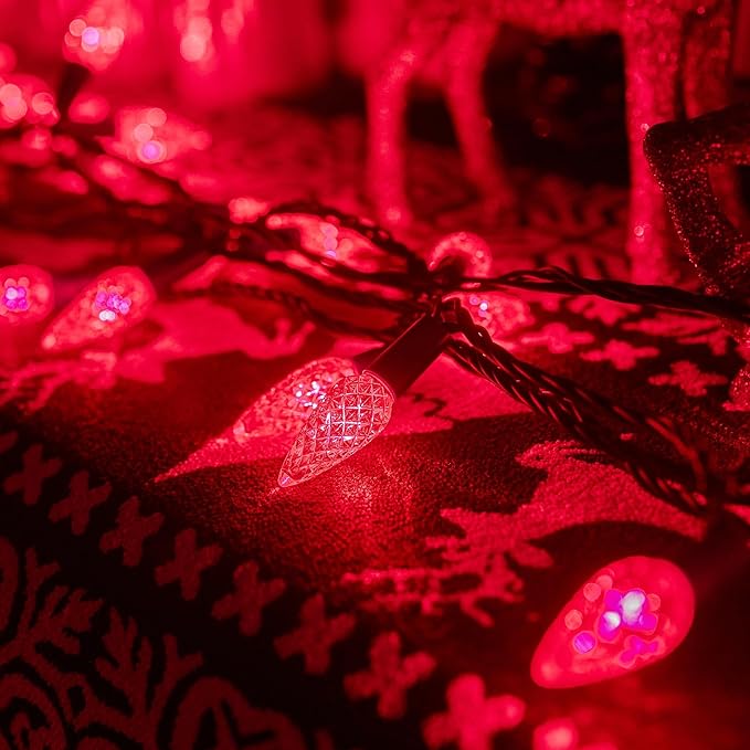 TW SHINE C6 Christmas String Lights, 200 LED 66 FT Christmas Lights Outdoor with 8 Modes Timer, Waterproof Connectable for Indoor Yard Xmas Tree House Christmas Decorations (Red)