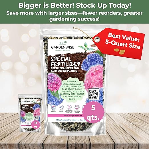 Slow Release Hydrangea Fertilizer with Iron & Sulfur โ Indoor & Outdoor Soil Acidifier for Miracle Growth (1 qt)