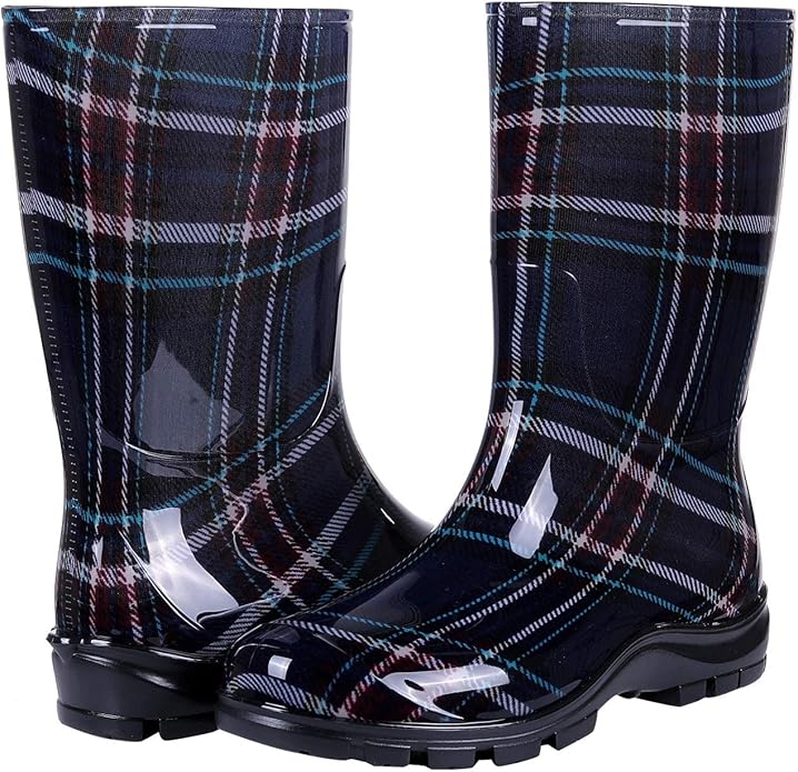 Asgard Women's Mid Calf Rain Boots Printed Waterproof Rubber Boots Short Garden Shose