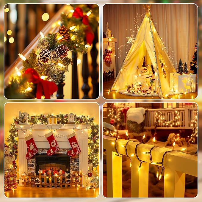 Minetom LED Christmas Lights for Indoor,39 FT 100 LED Christmas Tree Lights with Remote, USB Plug, Adapter, Warm White Mini String Light for Garland Wreath Home Garden Holiday Party Decorations