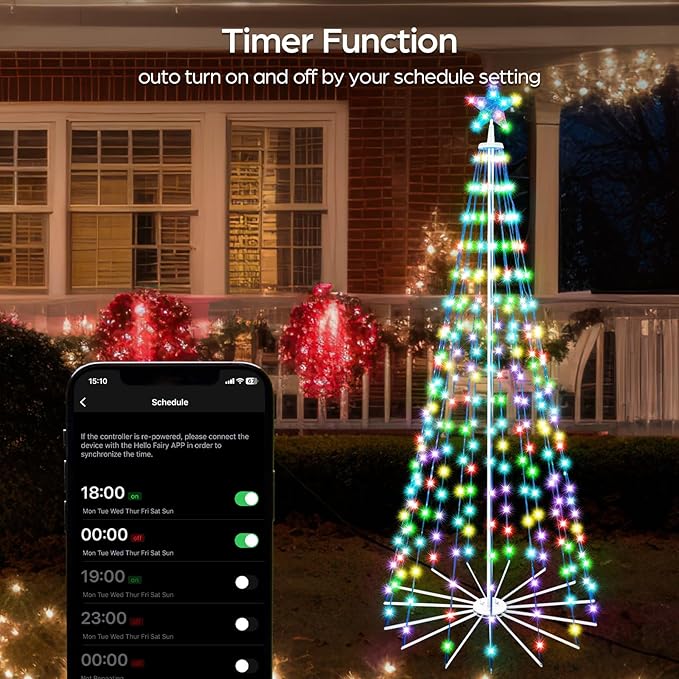 8 FT Outdoor Christmas Tree,Smart APP Remote Control RGB Color Changing DIY Timer LED Christmas Tree for Indoor Outdoor Decorations