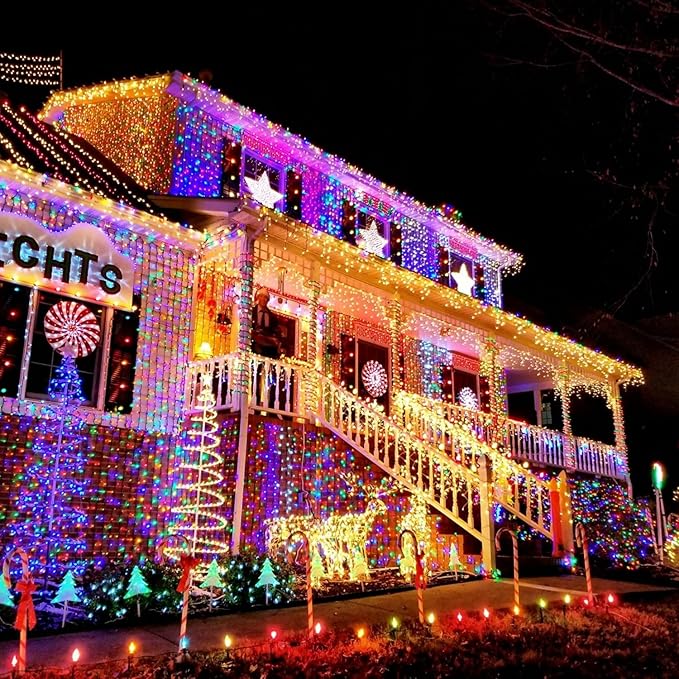 JMEXSUSS 500 LED Christmas Lights Outdoor Waterproof, Multicolor Christmas Tree Lights Plug in, 8 Modes Twinkle Fairy String Lights for Indoor Xmas Wedding Party Garden Decoration