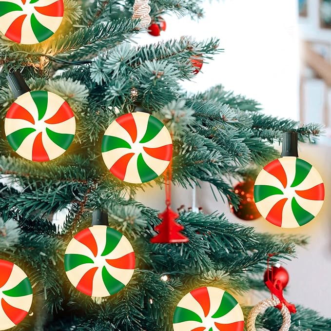 Ultimate Unicorn Christmas Lollipop Pathway Lights for Garden Christmas Decoration Red and Green, 10 LED Peppermint String Lights with Stakes for Outdoor Sidewalk Pathway Rooftop Lawn Garden