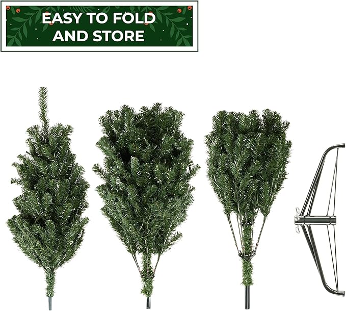 Casafield 9FT Realistic Pre-Lit Green Spruce Artificial Holiday Christmas Tree with Sturdy Metal Stand