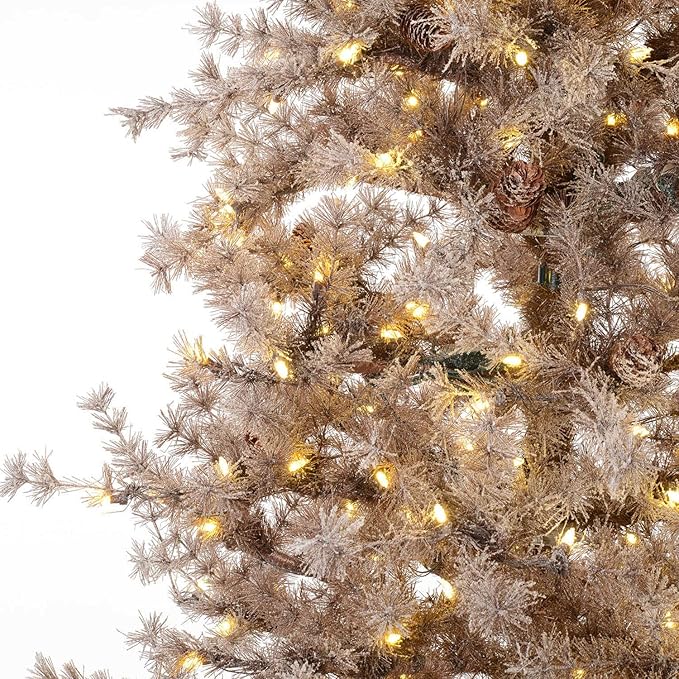 YULETIME 200 Warm White Christmas Lights, Pack of 2 Strands of 21 ft 100 Count UL Certified Mini String Light (Warm White - Brown Wire)