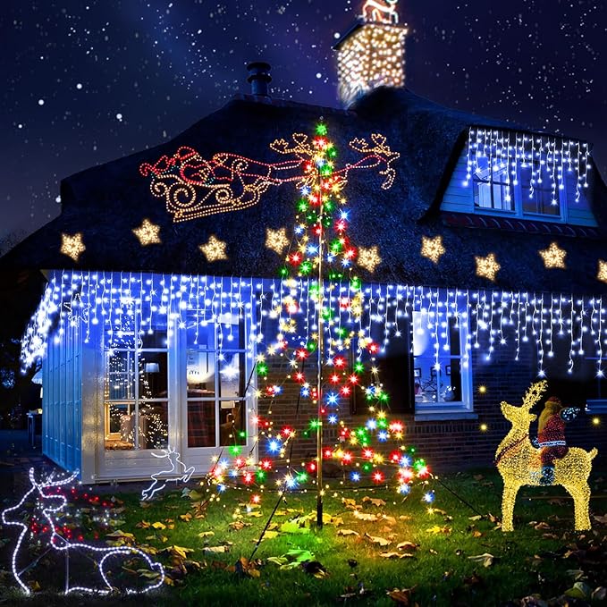98FT Christmas Lights Outdoor Decorations 900LED Fairy String Light 12 Lighting Modes with Timer Memory Waterproof Christmas Light for Yard Roof Party Holiday Wedding Garden Decor