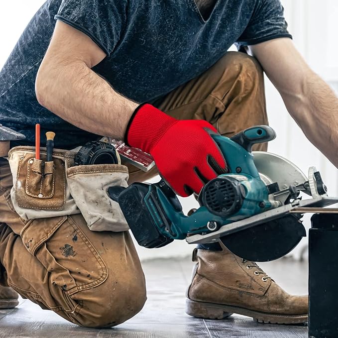 Ultra-Thin PU Coated Work Gloves 12 Pairs Breathable High Dexterity Gardening Warehouse Assembly Precision Tasks