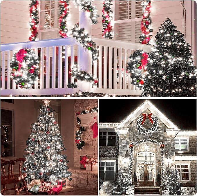 XTF2015 170FT 500 LED Christmas String Lights, Christmas Lights End-to-End Plug 8 Modes - UL Certified - Outdoor Indoor Fairy Lights for Christmas Tree, Garden, Party, Wedding, Holiday (Cool White)