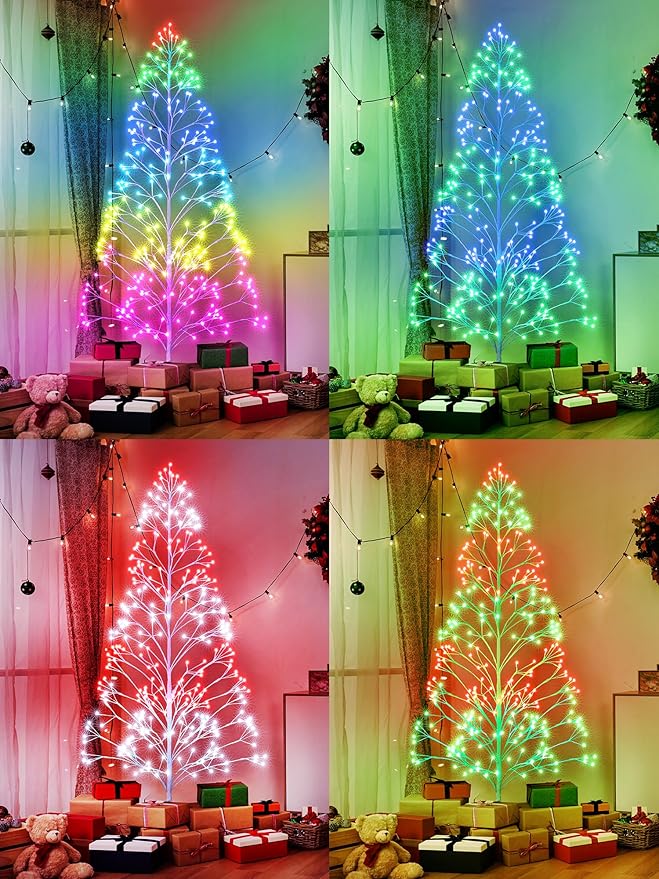 7.5ft Height Christmas Outdoor Tree Light - 336 LED Waterproof Artificial Christmas Decoration Lighted Outdoor Display with Remote Control+ Multi Mode+Memory+Timer Function (RGB)