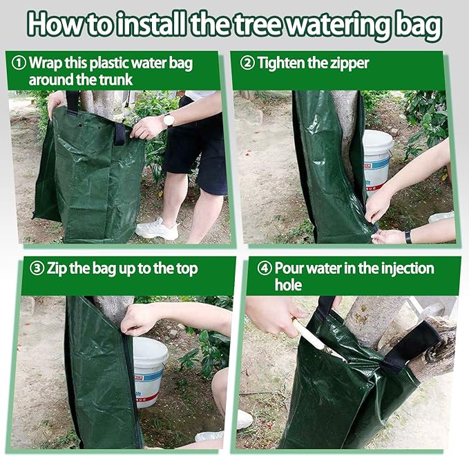 12 Pack 20 Gallon Tree Watering Bags, Reusable, Heavy Duty, Slow Release Water Bags for Trees, Premium PVC Tree Drip Irrigation Bags