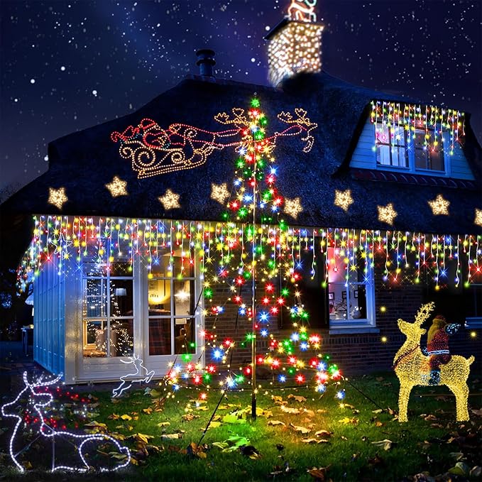 98FT Christmas Lights Outdoor Decorations 900LED Fairy String Light 12 Lighting Modes with Timer Memory Waterproof Christmas Light for Yard Roof Party Holiday Wedding Garden Decor