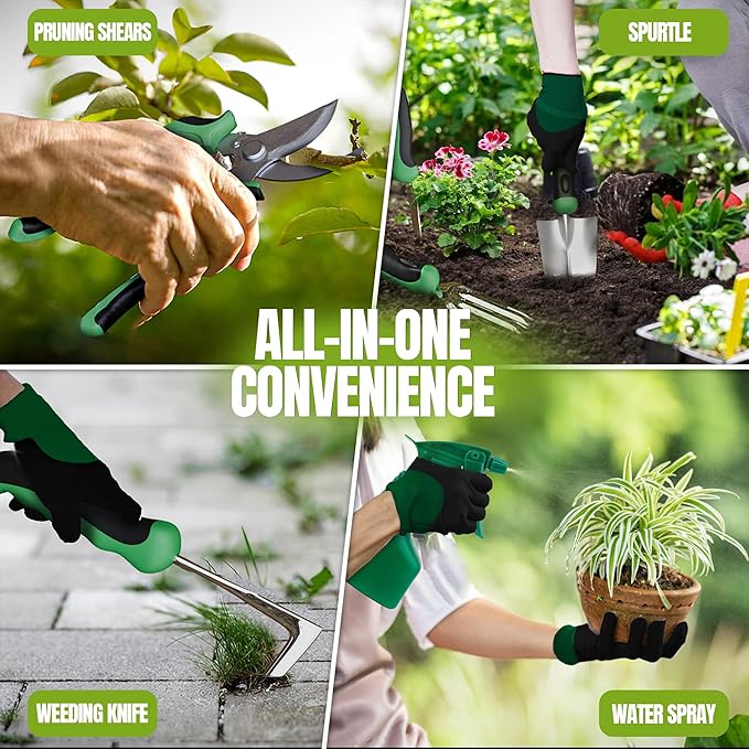 KHETI π‘π²ππ²ππ 11-Piece Heavy Duty Stainless Steel Garden Tool Set β Includes Spade, Shovel & More, Perfect for Digging & Plant Care, Ideal Gift for Women & Mothers