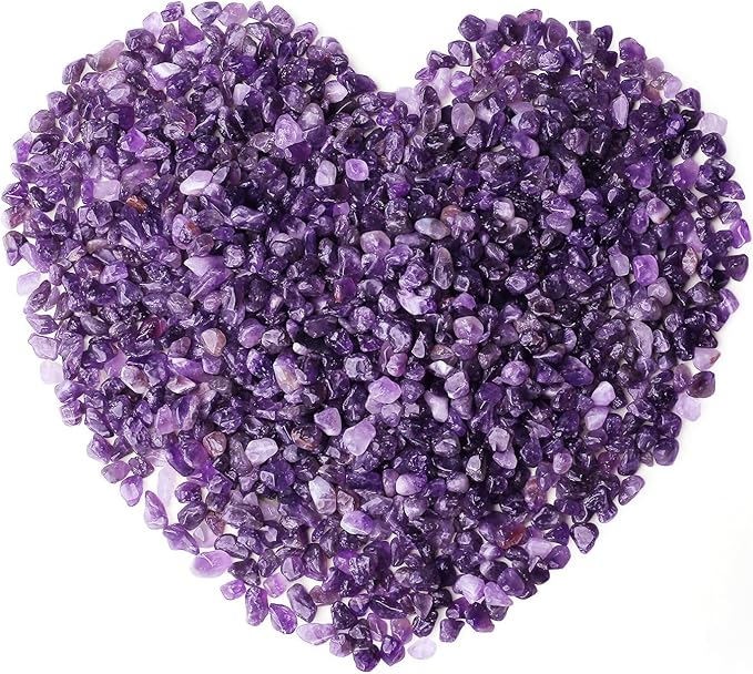 QINJIEJIE Amethyst Crystal Gravel Polished Rocks Chips Stones Pea Quartz 0.3-0.4" Tumbled Stone Crushed Natural Gem Gravel Home Decoration Small Pebbles Vase Filler Landscape Bottom Ornament 0.9lb