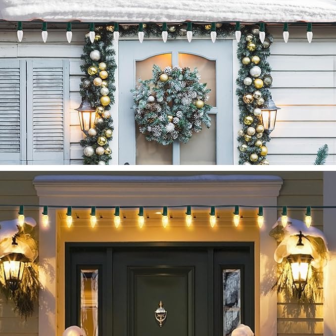 Brightever C3 Battery Operated Christmas Lights, 20FT 50LED Christmas Battery Powered String Lights with Timer & 8 Lighting Modes, Xmas Decor for Wreaths Room Patio Wedding Party, Warm White, 1-Pack