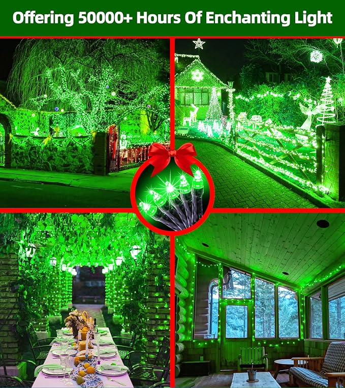 300LED Christmas Lights Outdoor Indoor Use, 12 Lighting Modes 75ft Christmas Tree Lights with Timer, Dimmable Plug in Green LED StringLights Waterproof for Yard Tree Wedding Party Holiday Green