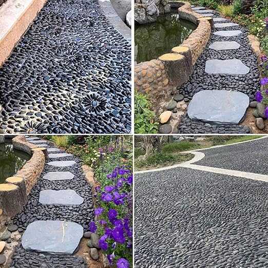 1-2.2 Inch Natural Polished Black River Rocks, 20LB Black Polished Pebbles for Garden Landscaping. Fish Tank Decorative River Rocks, Vase Filling Pebbles, Outdoor Decorative River Rocks