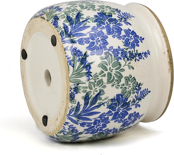 Vintage Ceramic Ice Crack Flower Pot with Drainage Holes, Country Rustic Planters for Indoor and Outdoor,Tuscan Decor,Home,Living Room, Garden Decor, Gardening Gift (Art Deco)