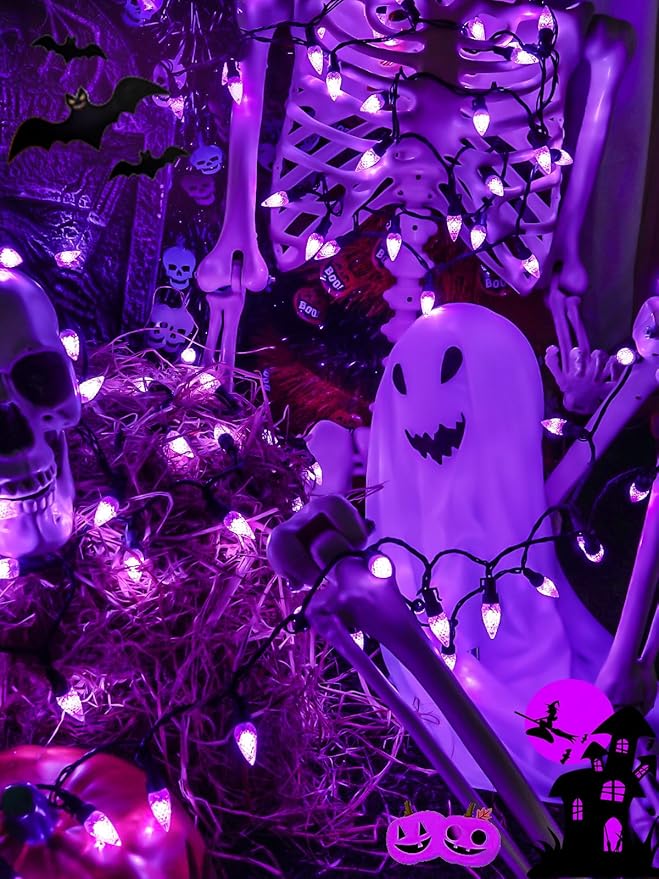 240 LED 78FT C6 Halloween String Lights, Super Long Halloween Lights Outdoor Indoor with 13 Modes & Timer, Waterproof Fairy Twinkle Light Plug in for Tree Yard House Horror Party Decorations (Purple)