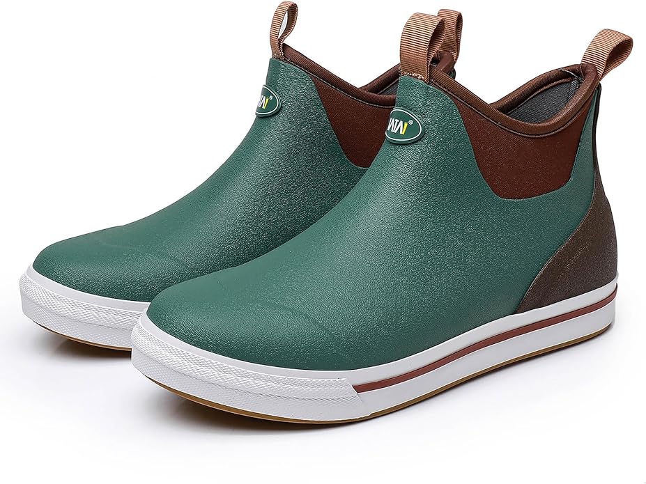WTW Unisex Rain Boots for Men and Women Waterproof Rubber Fishing Deck Boots Neoprene Boots Slip on Ankle Garden Shoes