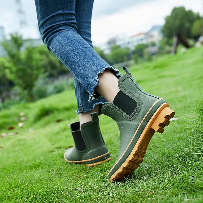 SWIFTFROG Rain Boots for Women - Waterproof Ankle Garden Shoes Anti-Slipping Floral Printed Rainboots for Ladies Stylish Light Ankle Rain Shoes, Women's Rain Footwear