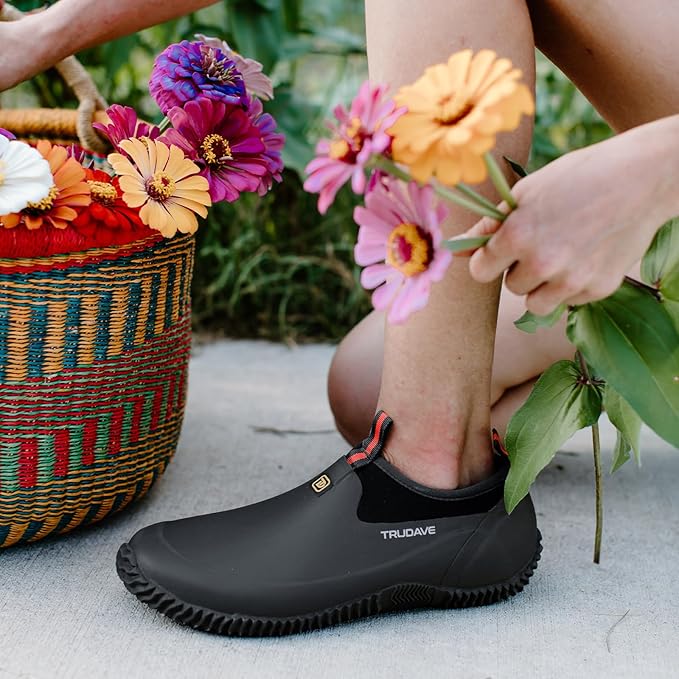 Trudave Garden Shoes for Men & Women, Waterproof Rubber Shoes with 4.5mm Neoprene, Womens Rain Boots for Gardening,Size 6-13