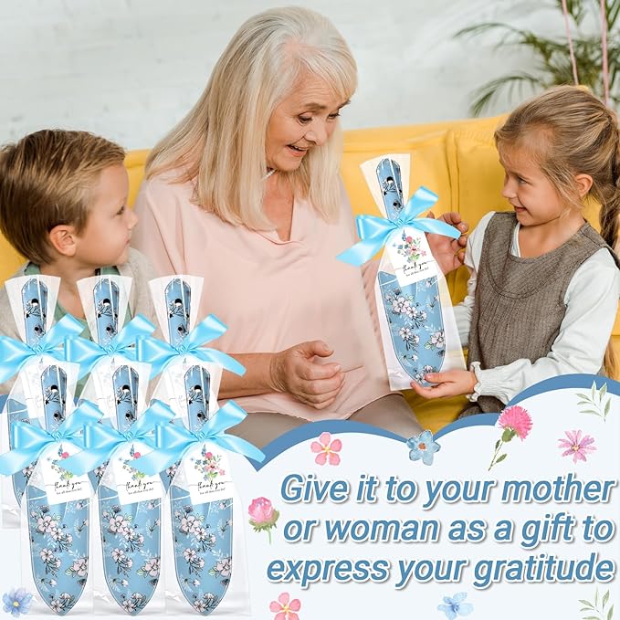 Capoda 12 Sets Floral Garden Shovels Bulk Gardening Gift for Women Mini Garden Tools Heavy Duty Floral Hand Trowels Thank You Cards with Gift Bags for Mom Birthday Teacher Employee (Blue,Bright)