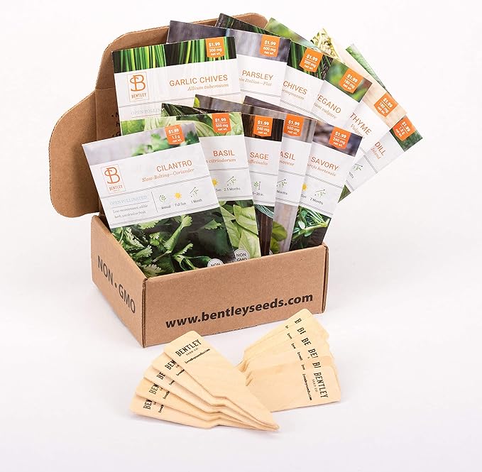 Bentley Seed Garden Variety Pack - Non-GMO Heirloom Vegetable Seeds for Planting - Assorted Herb Collection - 11 Herb Packets