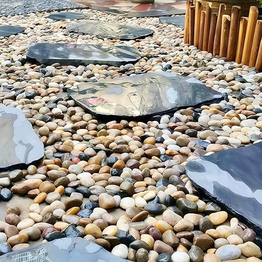 20lbs River Rocks, 1-2Inch Decorative Ornamental Natural Pebbles for Garden Couryard Landscaping Stones, Gravel Filler for Fish Tank,Vases,Home Decor,Aquariums,Animal Habitat, Mixed Color