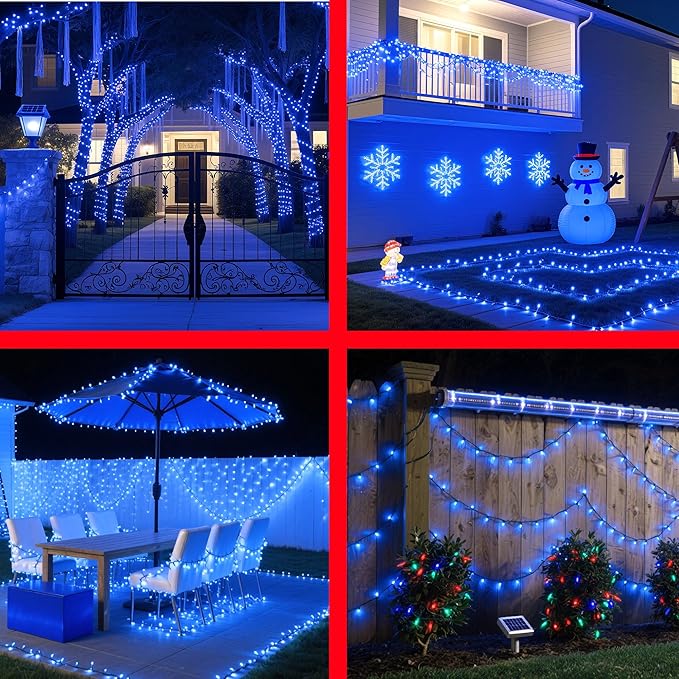 240FT 750LED Christmas Lights,12 Modes Blue Outdoor String Lights with Timer & Dimmable, Waterproof Green Wire Christmas String Lights for Indoor Tree Xmas Patio Fence Balcony Garden Party Decor