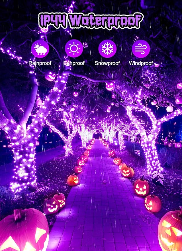 Halloween-Lights-Indoor, 100 LED 39 FT Purple Mini String Light Twinkle Lights USB with Remote & Adapter, Waterproof Tree Lights for Haunted House Window Holiday Party Xmas Christmas Decorations