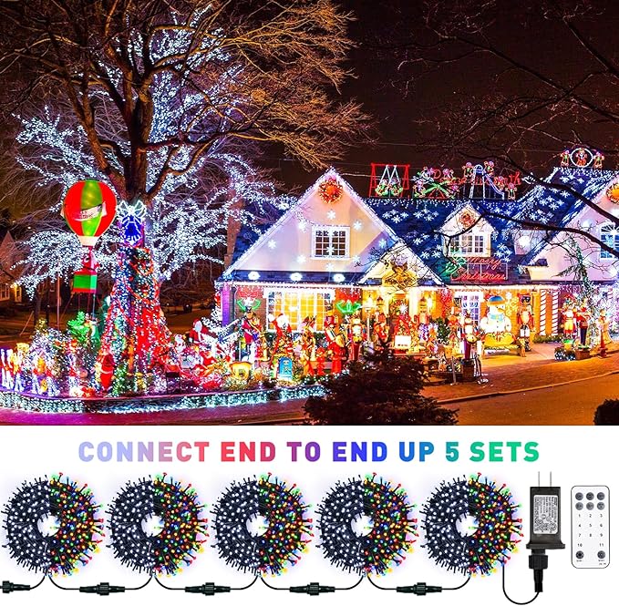 JMEXSUSS Color Changing Christmas Lights, 66ft 200 LED White & Multicolor String Lights Outdoor Waterproof with Timer Remote, Connectable Christmas Tree Lights Plug in for Indoor Xmas Decor
