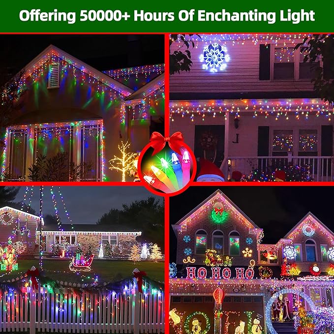 810 LED Christmas Lights with 180 Drops, 82ft 12 Modes Multicolor Fairy String Lights with Timer Dimmable, Waterproof Twinkle Lights for Halloween Outdoor Holiday Wedding Party Eaves Christmas Decor