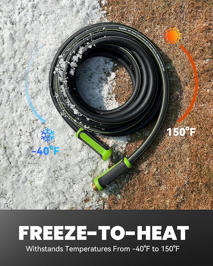 RAINPOINT Garden Hose 50ft x 5/8", Water Hose Heavy Duty, Flexible, Lightweight Durable Hybrid Hose with Swivel Handle for Yard, Car Wash, Pets, No Kink, Male to Female Fittings