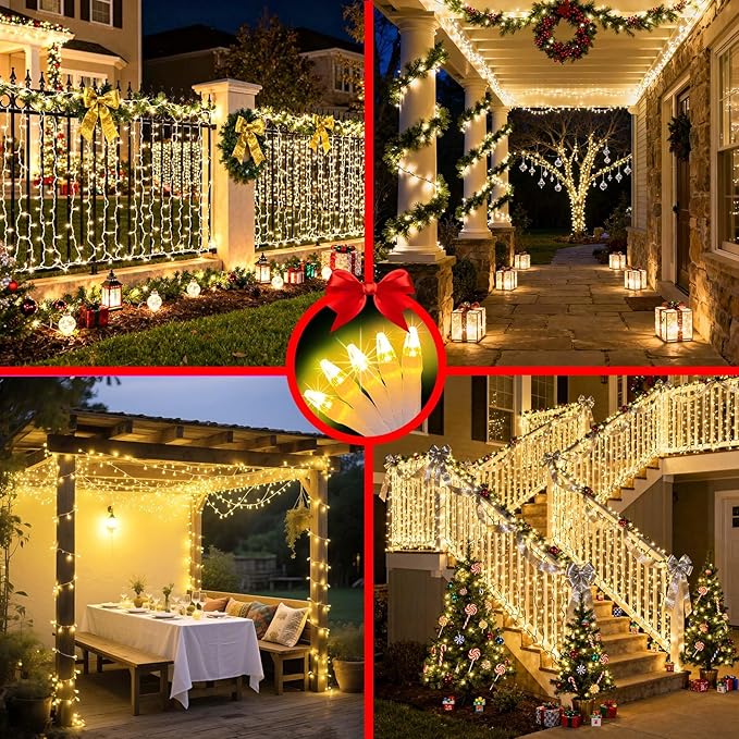 1500 LED 470FT Christmas String Lights, 12 Modes and Timer Memory Dimmable, Plug in Outdoor Waterproof Clear Wire Twinkle Light for for Xmas Yard Tree Wedding Party Halloween Decor (Warm White)