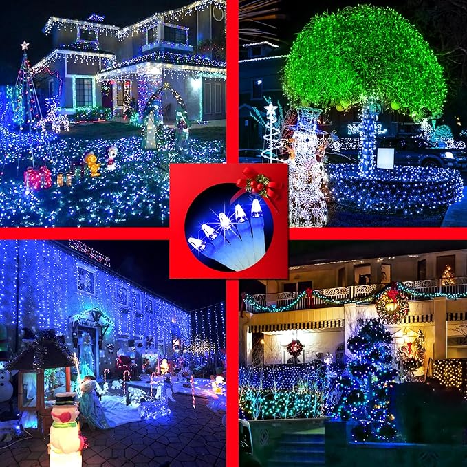 1500 LED Christmas Lights Outdoor Use, 492ft 8 Lighting Modes Fairy Lights for Outside, Christmas Tree Lights Outdoor IP44 Waterproof for Xmas Patio Yard Fence Deck Balcony Garden Decor Blue