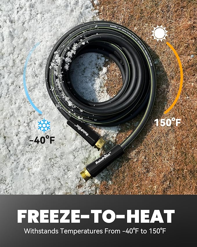 RAINPOINT Short Garden Hose 5ft x 5/8", Water Hose Heavy Duty, Flexible, Lightweight Durable Hybrid Hose with Swivel Handle for Yard, Car Wash, Pets, No Kink, Male to Female Fittings